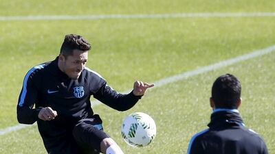 Adriano Correia in a training session ahead of the Club World Cup final. Yuya Shino / Reuters