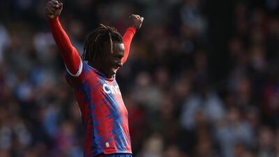 Eberechi Eze celebrates after the match. Action Images