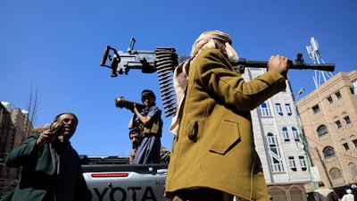 Armed tribesmen participate in an anti-Israel gathering mobilising more fighters, in Sanaa. EPA