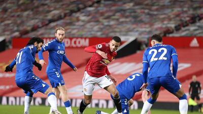 Mason Greenwood 8. Super ball from deep to Shaw in an early attack which went nowhere but exposed Everton’s lack of width. Crossed well and United’s liveliest player in the first half, passing short and long with both feet, crossing and taking players on. AP