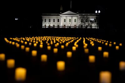 A candlelight vigil outside the White House to memorialise the nurses who died from Covid-19. At least 481 registered nurses have died because of Covid-19, on January 13, in Washington, US. AP