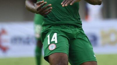 Nigeria's Kelechi Iheanacho reacts to missing an opportunity during the 2019 Africa Cup of Nations qualifying football match against South Africa. AFP