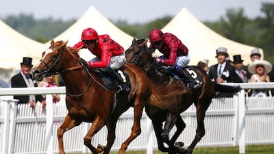 Balios, left, ridden by Jamie Spencer, wins the King Edward VII Stakes at Royal Ascot on June 19, 2015. Eddie Keogh / Reuters