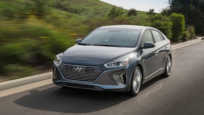 Hyundai Ioniq has three variants globally, although only the hybrid is available in the UAE. Courtesy Hyundai