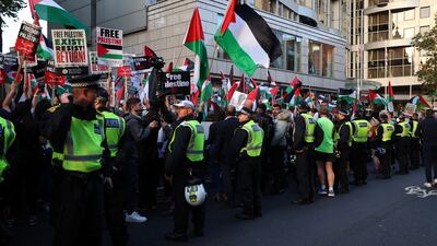 Pro-Palestinian demonstrators protest during the ongoing conflict between Israel and the Palestinian militant group Hamas. Reuters