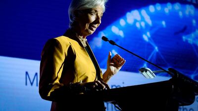 In her latest blog, Ms Lagarde says the financial system can benefit from blockchain technology in a number of ways. Wang Zhao / AFP