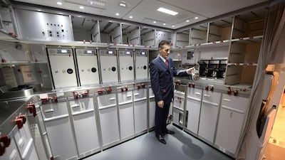 The galley on Air Canada’s Boeing 787 Dreamliner during the unveiling of its brand new international interior product. Aaron Harris / Reuters