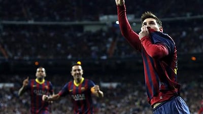 Lionel Messi uncharacteristically kissed the Barcelona badge a number of times during their Primera Liga match against Real Madrid. Sergio Perez / Reuters