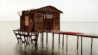 Camille Zakharia’s Coastal Promenade series, which is part of the Gulf section of Al Seef, depicts photographs of makeshift fishing huts that capture a way of life under threat. Courtesy Al Seef