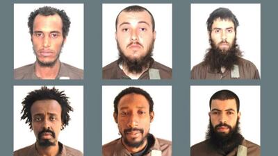 Six suspected foreign ISIS fighters captured by the SDF in Syria. SDF