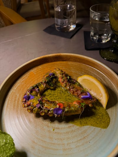 The heart-shaped octopus was tender and drenched in a basil and lemon sauce. Hala Nasar / The National