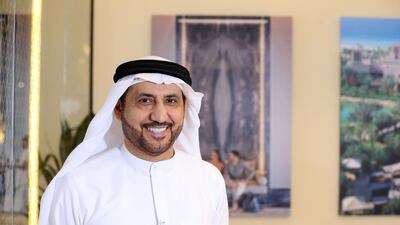 Khalid Al Malik, chief real estate officer at Dubai Holding and acting CEO of Dubai Properties, at Cityscape Global in Dubai on Tuesday. Chris Whiteoak / The National