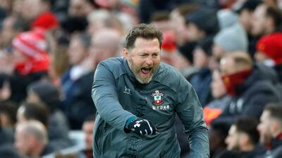 Southampton manager Ralph Hasenhuttl during the match against Liverpool. PA