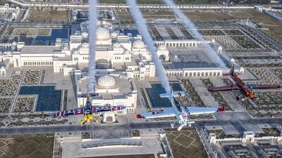 The pilots fly past the Presidential Palace.