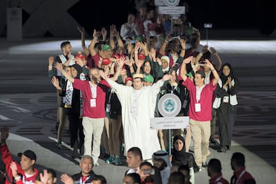 Athletes participate in the opening ceremony of the Special Olympics IX Mena Games Abu Dhabi 2018. Photo: Hamad Al Mansouri for Crown Prince Court - Abu Dhabi