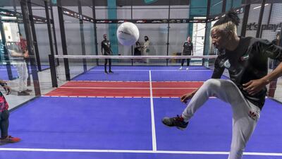 Padbol is a fusion game that combines elements of football, tennis, volleyball and squash.