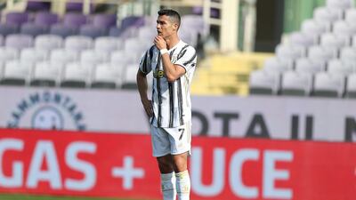 Juventus star Cristiano Ronaldo looks downcast against Fiorentina. Getty