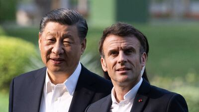 Chinese President Xi Jinping, left, hosted French President Emmanuel Macron this week. AFP