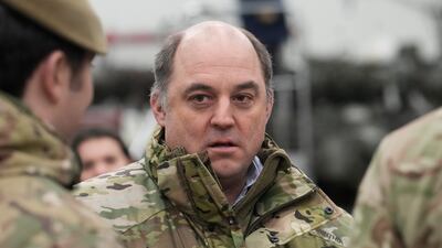 British Secretary of State for Defence Ben Wallace meets British troops at Tapa Army Base, Estonia, on January 19. Reuters