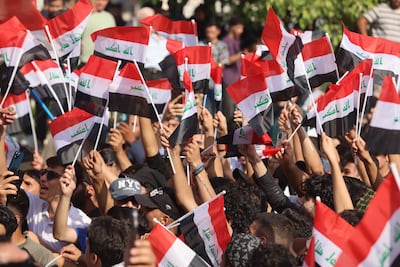 Protesters in Baghdad mark seven years since the 2019 anti-government demonstrations. AFP