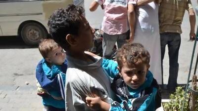 Children who survived the alleged gas attack in the Duma neighbourhood of Damascus.