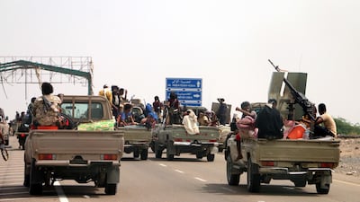 Yemeni forces, backed by the Saudi-led coalition, take position at an area after seizing it from the Houthi militia in the western province of Al Hodeidah, Yemen, on May 27, 2018. EPA