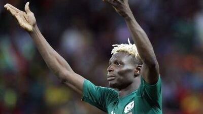 Burkina Faso’s Aristide Bance celebrates after scoring a penalty during their African Cup of Nations semi-final against Ghana.