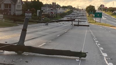 Powerlines were blown down in Westminster, Maryland. The Baltimore Sun / AP