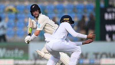 New Zealand's Will Young glides the ball to the on-side. AFP