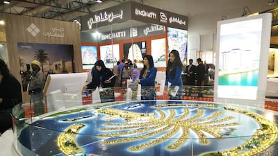 Nakheel’s stand at the Dubai Property Show in Mumbai in 2016 displaying a scale model of the Palm Jumeirah. Rebecca Bundhun / The National