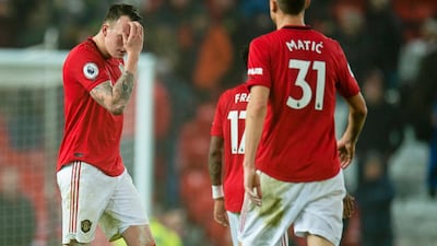 Manchester United's Phil Jones reacts after the defeat to Burnley. EPA