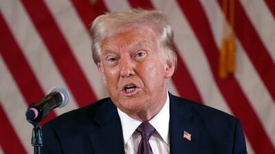 Then president-elect Donald Trump at a meeting with Republican state governors at his Mar-a-Lago residence in Palm Beach, Florida, on January 9. AP