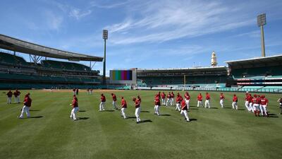 The Arizona Diamondbacks train at the Sydney Cricket Ground in Sydney on Tuesday, March 18, 2014 ahead of their two-game opening series with the Los Angeles Dodgers in Australia. Rick Rycroft / AP