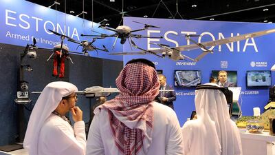 Drones on display at the Estonia stand.