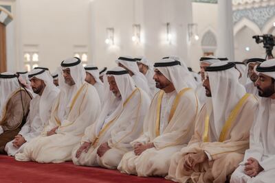 Sheikh Dr Sultan bin Muhammad Al Qasimi, Ruler of Sharjah, performs Eid Al Fitr prayers at Sharjah Mosque on Friday morning. Sharjah Media Office