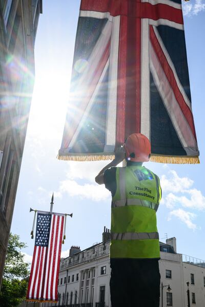 British and American flags on display in Windsor. Getty Images