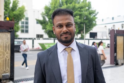 Archie Fernandes from India attends Easter Sunday mass at St Michael’s Catholic Church in Sharjah. Ali Al Shouk / The National