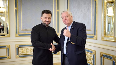Mr Graham meets Ukrainian President Volodymyr Zelenskyy in Kyiv, amid Russia's war on Ukraine, in May 2025. Reuters