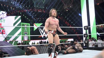 Daniel Bryan lasted 76 minutes in the 50-man Royal Rumble before being the 48th man eliminated at the WWE Greatest Royal Rumble in Jeddah, Saudi Arabia. Courtesy WWE
