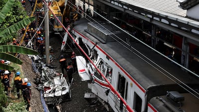 The scene of destruction at the station. More than a dozen have been killed and nearly 100 injured, with both tolls expected to rise throughout the day. Reuters