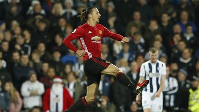 Manchester United’s Zlatan Ibrahimovic celebrates scoring their second goal. John Sibley / Action Images / Reuters