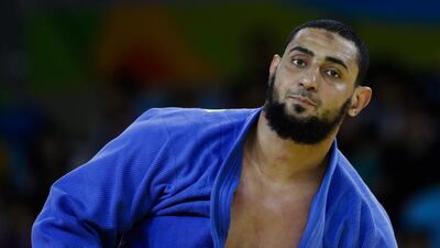 Egypt’s Islam El Shehaby reacts during a match with an Israeli athlete at the Olympics in Rio de Janeiro (AP Photo/Markus Schreiber)