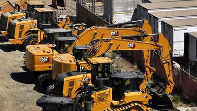 Caterpillar building vehicles in San Leandro, California. Getty Images
