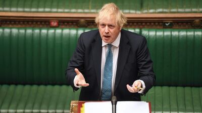 Britain's Prime Minister Boris Johnson speaking din the House of Commons in London on May 13, 2020 AFP