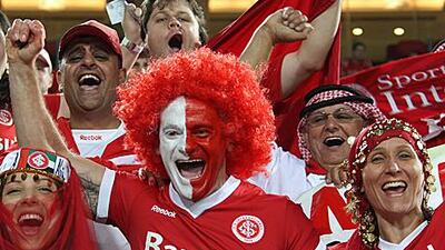 SC Internacional fans make noise during their match against TP Mazembe.