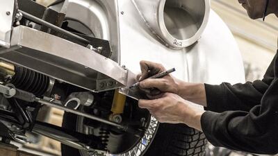 The Pickersleigh Road site from where Morgans have been built since 1914, is itself built into the foothills of the Malverns. The staggered floor layout sends each car down the natural slope of the hill as it passes through each stage of the manufacturing process. Courtesy Morgan