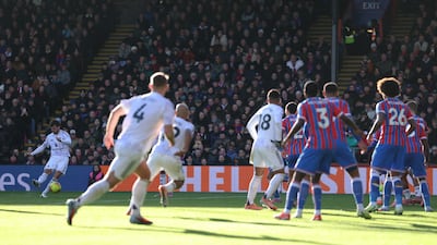 Mason Mount slots a free-kick under the Palace wall and into the back of the net in the 63rd minute. Reuters