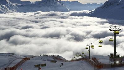 Low clouds blanket the horizon in St Moritz, Switzerland. Alessandro Trovati / AP Photo