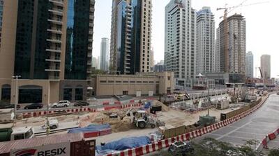 Construction work going on for the Dubai Tram project at Dubai Marina and JBR area in Dubai. Pawan Singh / The National