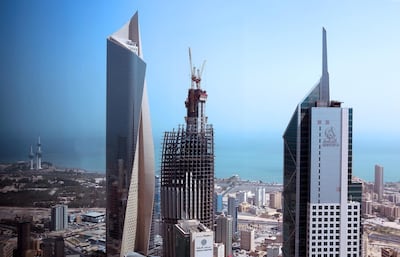 A general view taken from Kuwait City's Kipco Tower on September 25, 2016, shows the Al-Hamra (L) and the Arraya (R) towers. (Photo by Yasser Al-Zayyat / AFP)